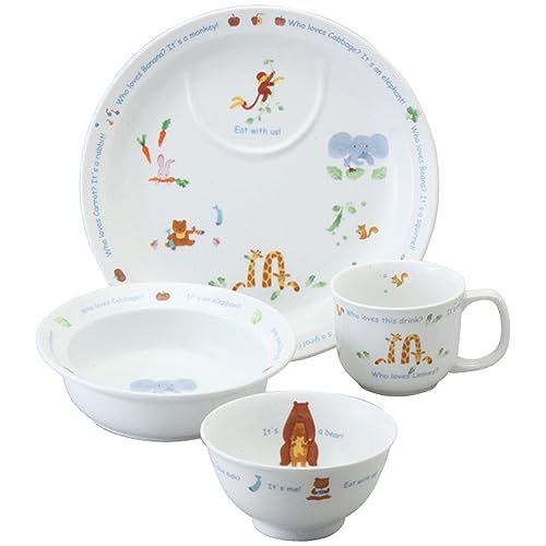 NARUMI(ナルミ) 子供用 食器セット みんなでたべよっ! 4点セット すくいやすい食器 出産祝い お食い初め 離乳食 ギフト オーブン 電