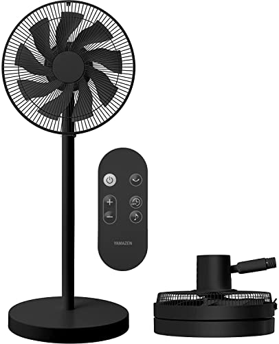 山善 扇風機 リビング コンパクト収納 DCモーター 静音 左右自動首振り 風量8段階調節 切タイマー機能 リモコン付き ブラック AHX-FG