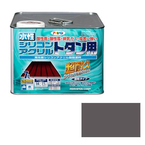 アサヒペン 塗料 ペンキ 水性シリコンアクリルトタン用 7L グレー 水性 トタン 屋根塗料 ツヤあり 超耐久 1回塗り 速乾 紫外線劣化防止剤_3