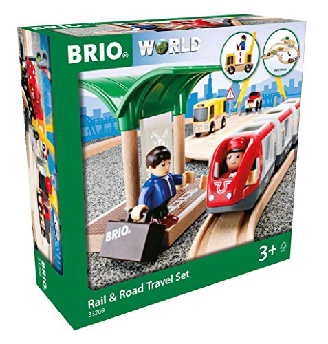 BRIO (ブリオ) レール&ロードトラベルセット [全33ピース] 33209 【おもちゃ 玩具 木製おもちゃ 木製レール 機関車 車両 プレ