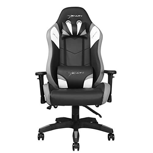 E-WIN ゲーミングチェア D9シリーズ オフィスチェア 座面角度無段階調整 前傾 リクライニング ドリンクホルダー付属 肉厚 専用オットマン