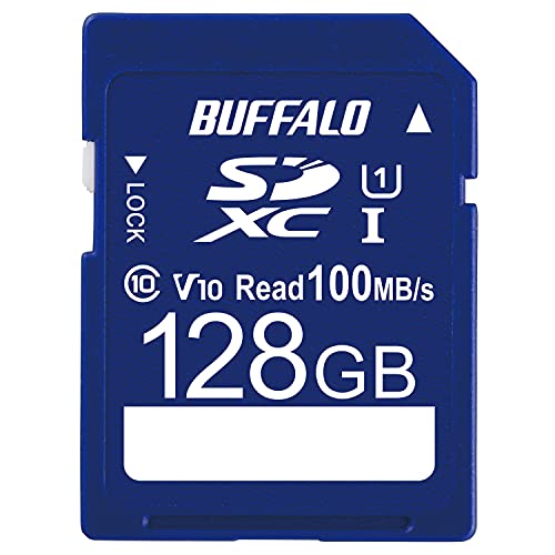 バッファロー SDカード 128GB 100MB/s UHS-1 スピードクラス1 VideoSpeedClass10 IPX7 Full HD