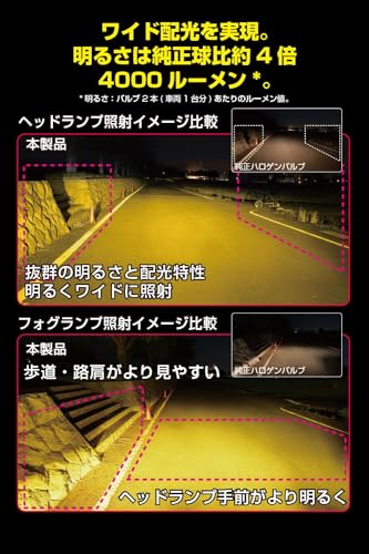 IPF ヘッドライト フォグランプ LED 車用 H8 H11 H16 4000lm 2600K イエロー 12V用 2本入 車検対応 ドライバ_3