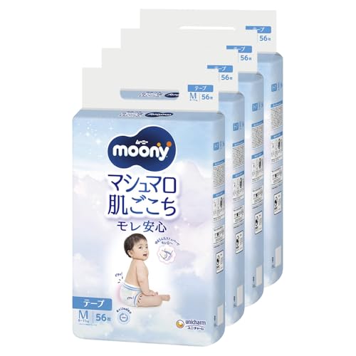 【テープ Mサイズ】ムーニー マシュマロ肌ごこち モレ安心 オムツ（6~11kg）224枚（56枚×4） [ケース品]