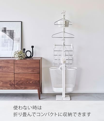 山崎実業(Yamazaki) 折り畳み 室内物干し ホワイト 使用時：約W175×D25×H160cm タワー tower 洗濯物干し コンパク_2