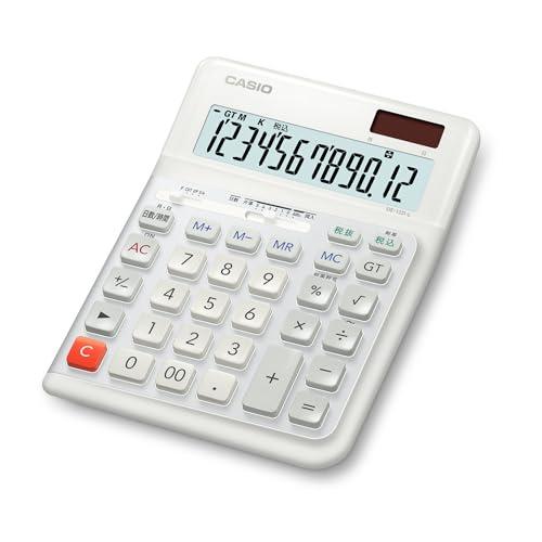 カシオ 人間工学電卓 左手用 12桁 日数&amp;時間計算機能 デスクタイプ ホワイト DE-12D-L-WE-N エコマーク認定