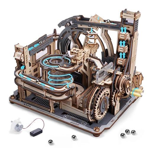 3d立体パズル 木製パズル 手回し 電動 模型 コースター 水車 ギア 軌道 ローラーコースター 工作愛好者向け 集中力 脳トレ クラフト 大