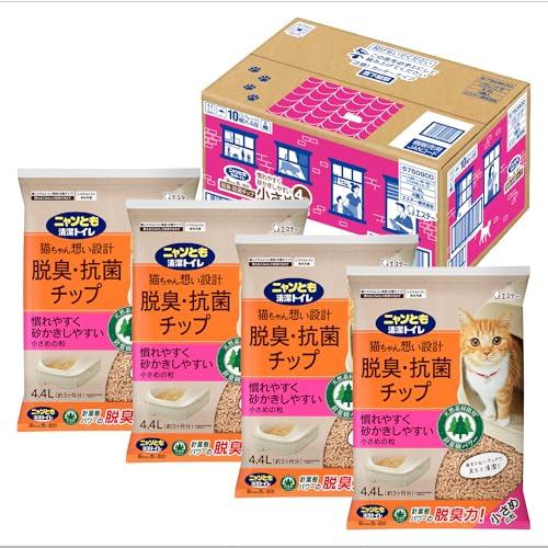 ニャンとも清潔トイレ 猫砂 脱臭・抗菌チップ 小さめの粒 4.4L×4個 システムトイレ 猫用 消臭 (ケース販売)