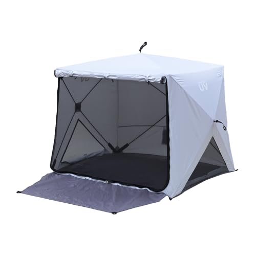[キャンパーズコレクション 山善] ポップアップテント 傘みたいに広げて畳める パッとサッとサンシェード キューブ フルクローズ メッシュ 簡単
