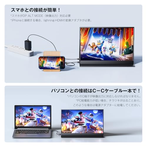 モバイルモニター 14インチ 2K解像度 モバイルディスプレイ - ポータブルモニター IPSパネル 2160x1440P 100%sRGB