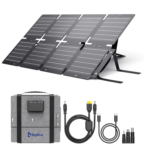 BigBlue ソーラーパネル 折りたたみ式 60W PD45W/QC3.0/USB ソーラー充電器IP68防塵防水＆コンパクト収納＆スタンド付