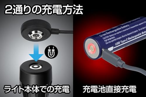 GENTOS LED 懐中電灯 USB充電式 明るさ1250ルーメン/実用点灯3時間/耐塵/耐水/1m防水 専用充電池使用 Gシリーズ GF-2_2
