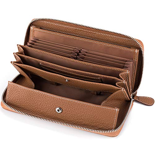 多機能 財布 牛革 レシート すっきり 長財布 レディース カード18枚 大容量 本革 ラウンドファスナー ウォレット BOX型小銭入れキャメ