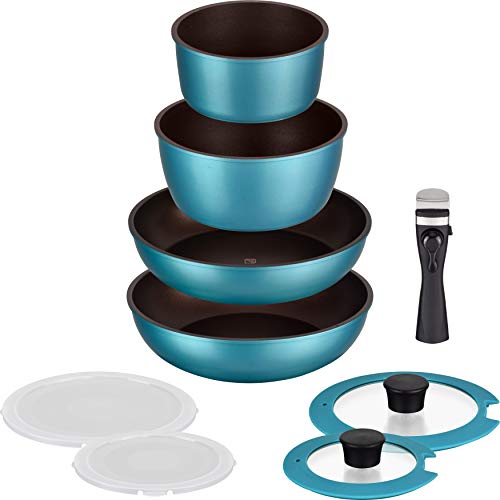 和平フレイズ フライパンセット 9点A ターコイズ 取っ手が取れる IH対応 ガス オーブン 食洗機対応 PFOAフリー ふっ素樹脂加工 母の日