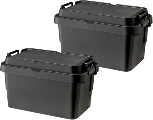 リス(RISU) 収納ボックス トランクカーゴ 50L ブラック 日本製 TC-50S 2個セット コンテナ ボックス スタッキング 屋外収納