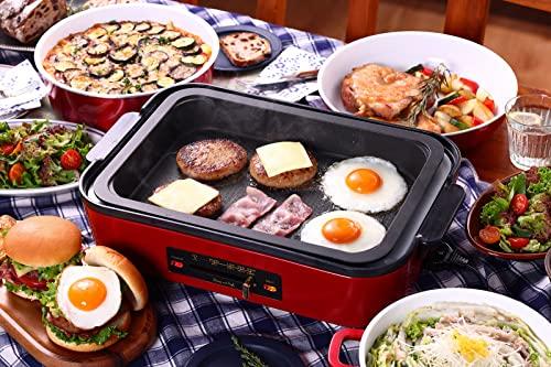 D&S ディーアンドエス 油跳ねしにくいホットプレート プレートの表面に凹凸でこびりつきにくい 80℃~230℃の温度調整 20品目のレシピブッ_1