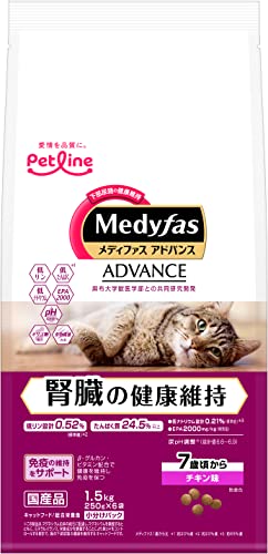 メディファスアドバンス 腎臓の健康維持 7歳頃から チキン味 【下部尿路/国産/アルミ小分け】 1.5kg(250g×6)ｘ6(ケース販売)