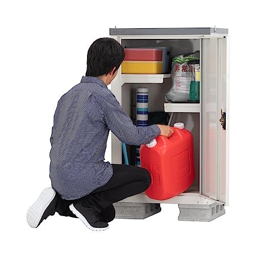 グリーンライフ 物置 収納庫 屋外 小型【日本製】 ハーフ棚板2枚・鍵付き・扉式(幅60×奥行47×高さ102cm)ライトグレー 錆に強い 調整_2