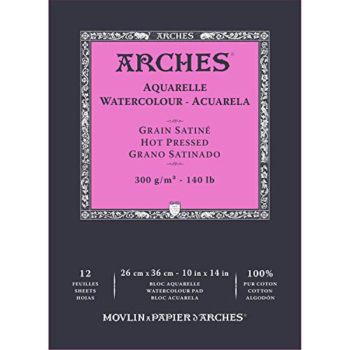 Arches アルシュ 水彩紙 パッド 300g 極細26X36cm 12枚 (1795098) ナチュラルホワイト