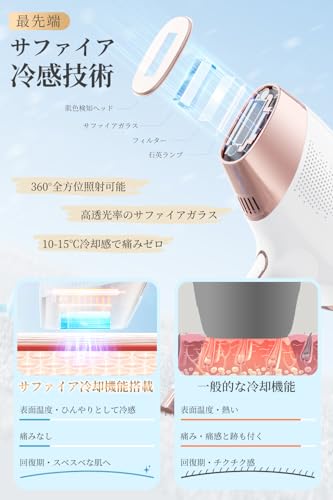 Sarlisi 脱毛器 サファイア冷感脱毛器 IPL 全身脱毛 60万発照射 男女兼用 9段階無痛脱毛 ムダ毛処理 自動/手動照射モード 髭 脇_2