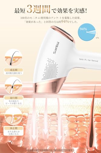 Sarlisi 脱毛器 サファイア冷感脱毛器 IPL 全身脱毛 60万発照射 男女兼用 9段階無痛脱毛 ムダ毛処理 自動/手動照射モード 髭 脇_3