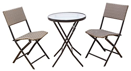 リビングアウト(Living Out) ガーデンテーブルセット 折りたたみ ラタン調 完成品 ガーデンテーブル 折り畳み ラタン調チェア 波目がの通販は