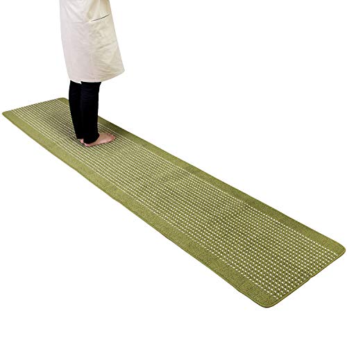 オカ(OKA) 優踏生洗いやすい キッチンマット 約60cm×300cm グリーン ( 洗える 軽量 滑り止め クッション )