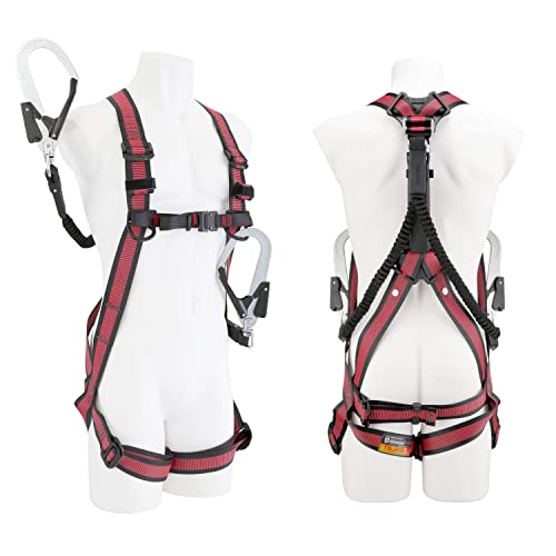 タジマ 新規格安全帯 フルハーネスGS・蛇腹式ダブルランヤードセット Sサイズ赤 束縛感の少ないY型構造 短くなるので邪魔にならない蛇腹式 ランの通販は 13,877円