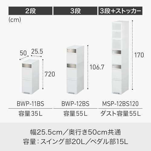 ライクイット (like-it) ペダル式 ゴミ箱 多段 分別スイングステーションワイド 約35L(約20Lx1段・約15Lx1段) ステンレス_2