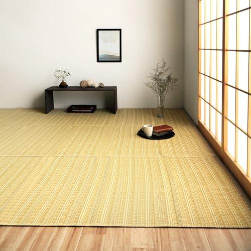 イケヒコ ラグ カーペット 日本製 ポリプロピレン カーペット バルカン 江戸間4.5畳 ベージュ 洗える 畳 上敷き ござ ゴザ い草調 おし