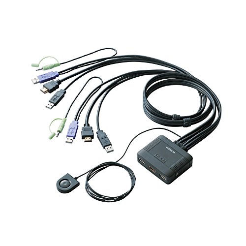 エレコム KVMスイッチ hdmi usb 切替器 スピーカー 手元スイッチ 2台