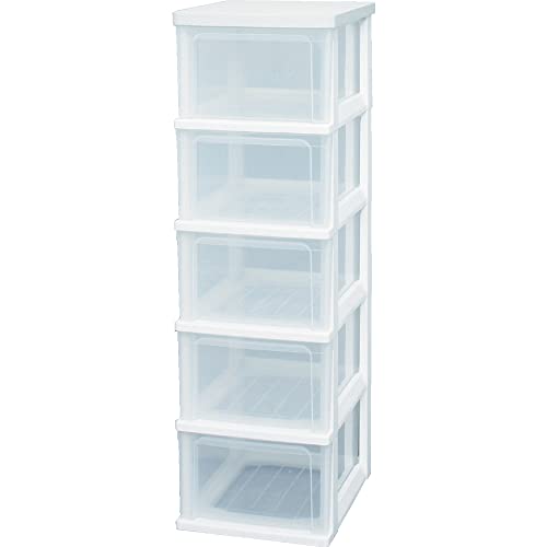 アイリスオーヤマ チェスト 木天板 5段 日本製 幅32.4×奥行41×高さ101.8cm ホワイト 白 プラスチック WTS-305の通販は 5,564円