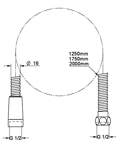 グローエ(GROHE) メタルシャワーホース1/2 1750mm (金属製外装) 2816500J_1