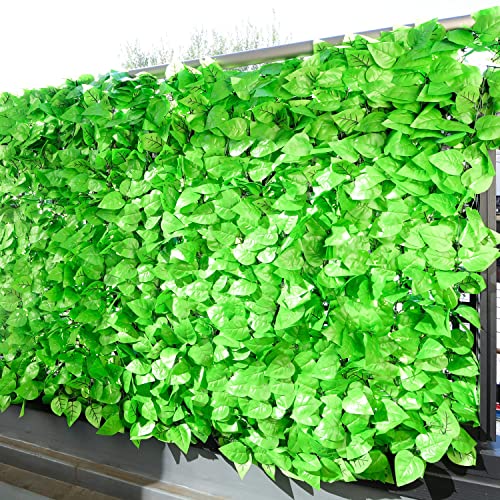 山善(YAMAZEN) リーフラティス 約100×200cm ハードネットタイプ ダブルリーフ 目隠 装飾 フェイク ベランダ テラス グリーン