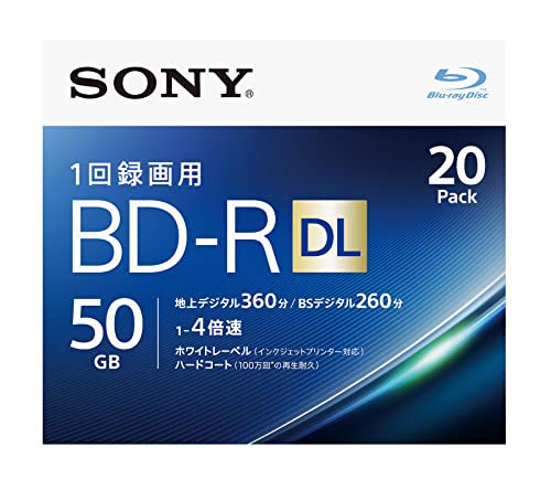 ソニーSONY 20枚地デジ約120時間ディスク1枚により多く保存 ソニー / 20枚入り / ビデオ用ブルーレイディスク / 1回録画用 /