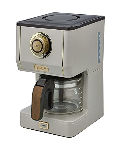 【Toffy/トフィー】 アロマドリップコーヒーメーカー K-CM5 グレージュ ドリップ式 蒸らし機能 自動保温機能 ガラスポット メッシュフ