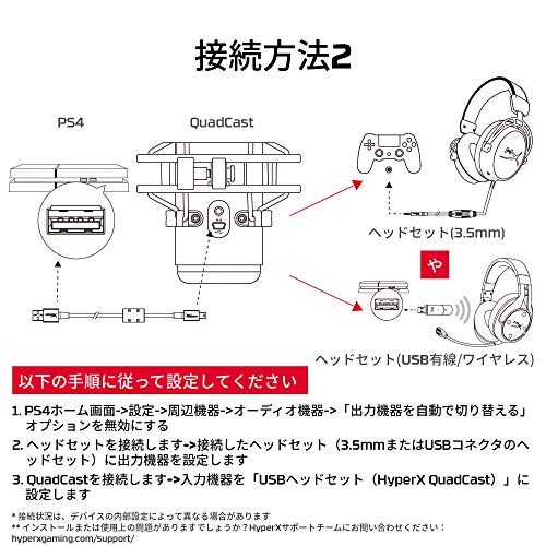 HyperX QuadCast スタンドアロンマイク ストリーマー/コンテンツクリエーター/ゲーマー向け/PCPS4使用可能 2年保証 HX-M_4