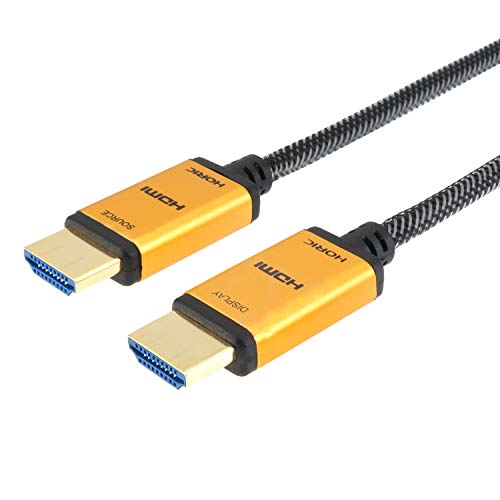 ホーリック グラスファイバー HDMI有線テレビ 15m 4K/60p 18Gbps HDR HDMI 2.0 メッシュ印字機 ゴールド HH150-