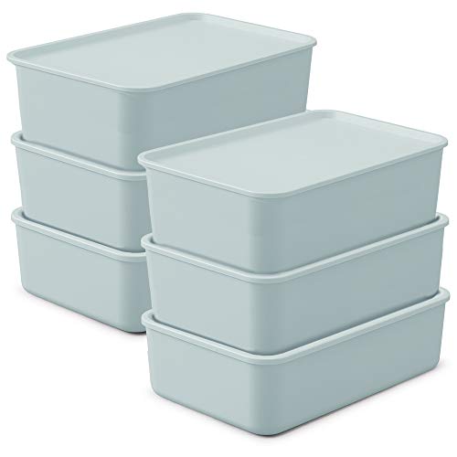 アイリスオーヤマ 収納ボックス ふた付き 6個セット 幅45×奥行29×高さ13cm 収納ケース ふた付き積み重ねBOX ブルー 収納 衣類 おの通販は 6,712円