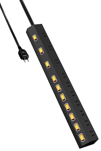 エレコム 電源タップ 雷ガード 10個口 個別スイッチ ホコリ防止シャッター付き スイングプラグ 2.5m ブラック ECT-1625BK