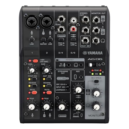 ヤマハ(YAMAHA) ライブストリーミングミキサー 6チャンネル ブラック AG06MK2 B