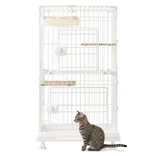 アイリスオーヤマ 猫 ケージ ミニタイプ 2段 ハンモック付き マットホワイト 幅69×奥行54.5×高さ115cm ？PMCC115H