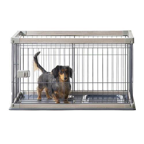 アイリスオーヤマ 犬 組み立て簡単 サークル ウッディサークル ロータイプ アッシュグレー 小型犬用 幅97.5×奥行66.5×高さ55.5cm