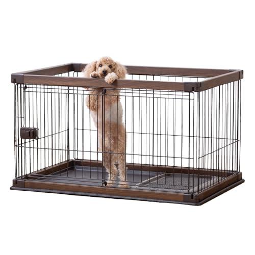 アイリスオーヤマ 犬 サークル ウッディサークル ロータイプ ウォールナット 小型犬用 幅97.5×奥行66.5×高さ55.5cm PWSR-9