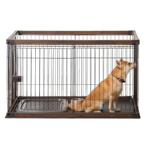 アイリスオーヤマ 犬 サークル ウッディサークル ウォールナット 中型犬用 幅約120×奥行約80×高さ約71cm PWSR-1280V