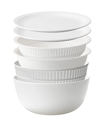 ライクイット (likeーit) ざる ボウル 電子レンジ対応 Colander&Bowl 米とぎにも使える ザルとボール ホワイト 6点セット