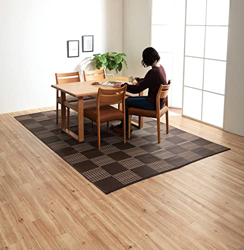 イケヒコ カーペット ラグ ポリプロピレン 肌触りが良い 長方形 単品 ウィード ブラウン 約261×261cm 江戸間4.5畳 日本製 傷がつ