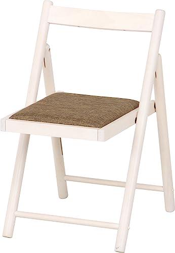 不二貿易 折りたたみチェア 座面クッション付き 折りたたみ椅子 座面クッション付き 天然木 軽量 完成品 幅43×奥行53×高さ70cm ホワイ