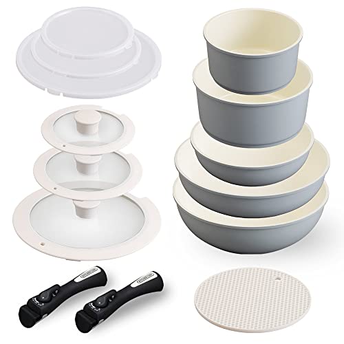 【時短・省エネ】 アイリスオーヤマ 取っ手のとれる フライパン 鍋 13点セット IH ガス火対応 26cm 20cm コンパクト収納 軽量 セ