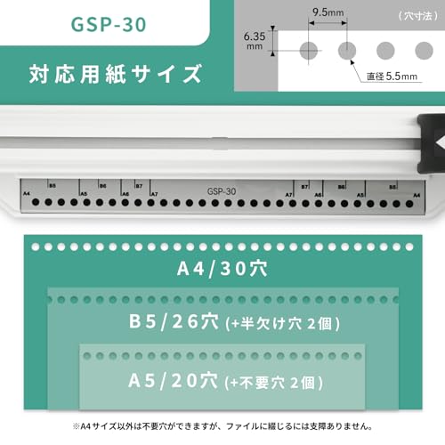 カール事務器(CARL) 穴あけパンチ ルーズリーフ リングバインダー用 多穴 グリッサー A4/30穴対応 5枚 日本製 GSP-30_2